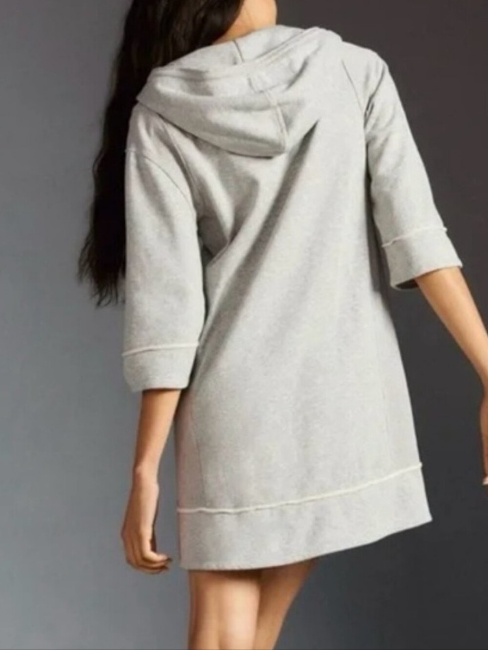 Anthropologie Daily Practice Grey Hooded Sweatshirt Tunic Dress Size XL - Picture 3 of 7